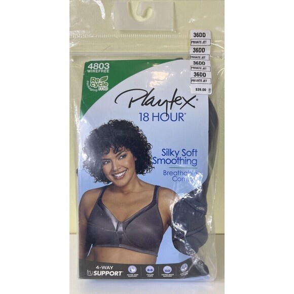 Playtex 18 Hour Silky Soft Smoothing Bra 4803 Gray Size 36DD NEW (open) - Picture 1 of 6